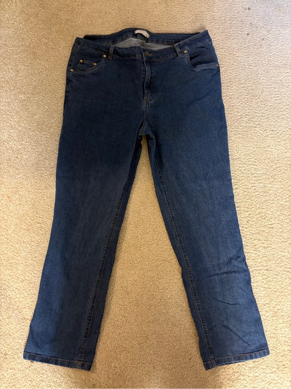 Woman Within Dark Blue Straight Leg Jeans